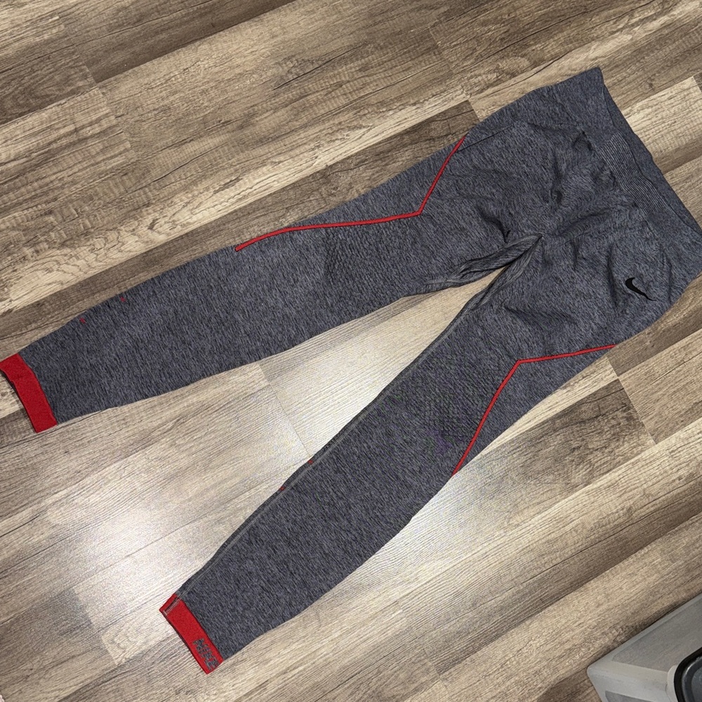 Nike Pro Dark Gray & red training tights.